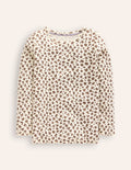 Long Sleeve Pointelle Top-Leopard