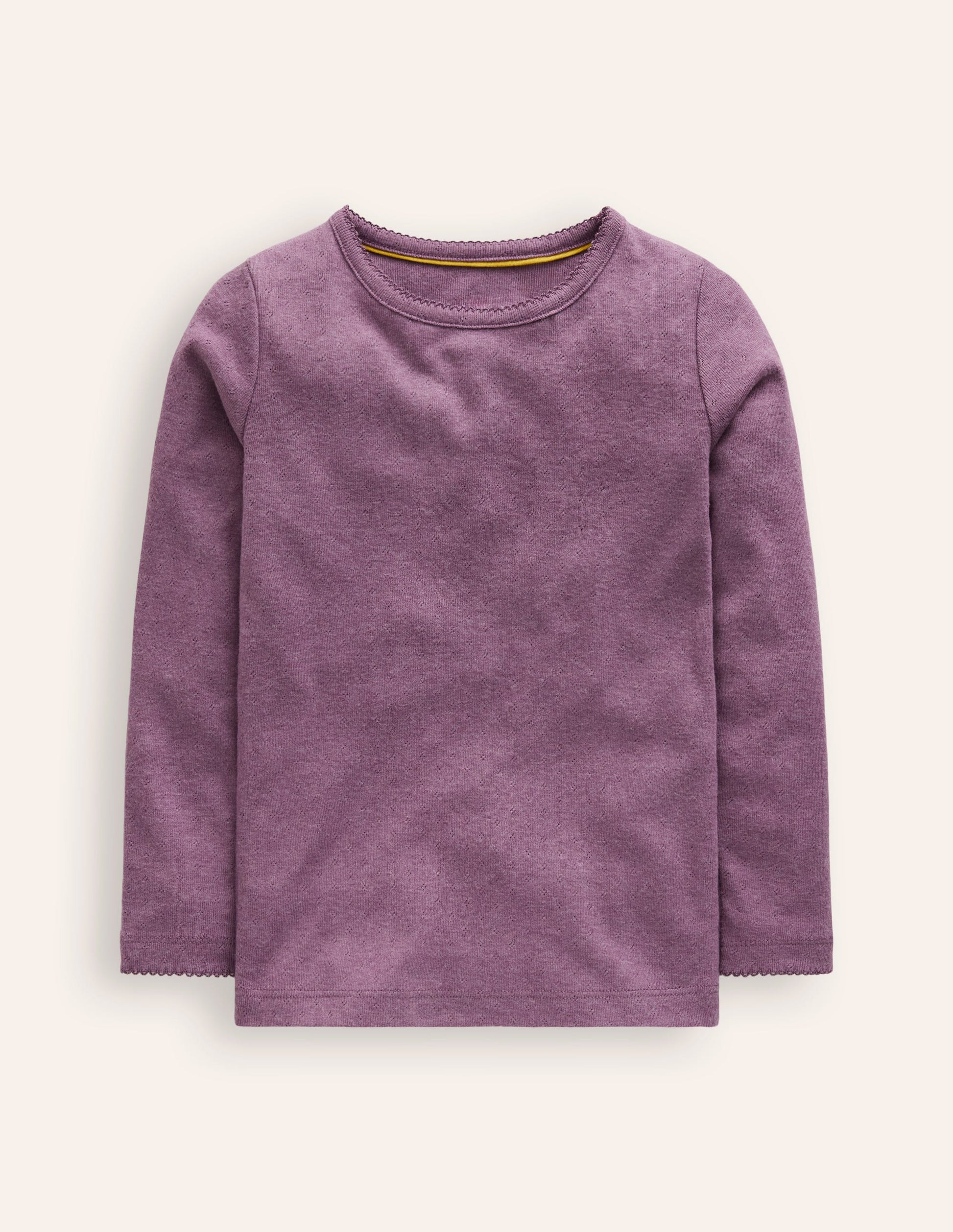 Long Sleeve Pointelle Top-Bramble Purple-1