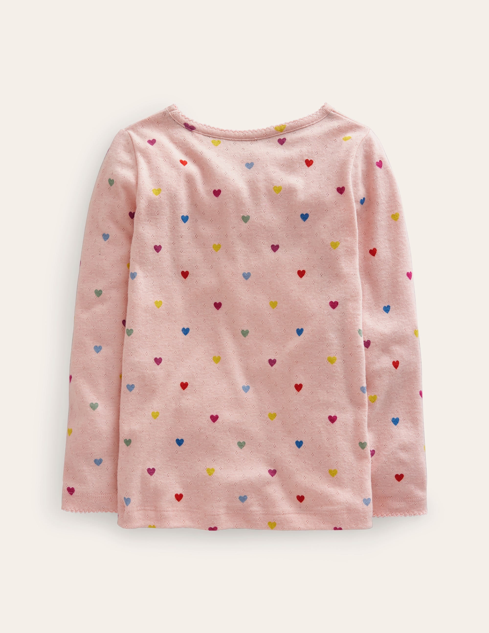 Long Sleeve Pointelle Top-Provence Pink Hearts - Image 2
