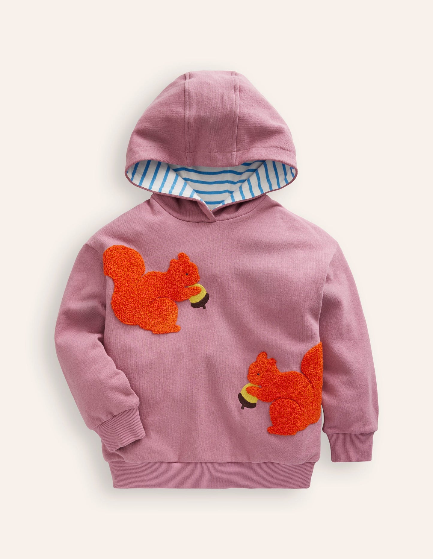 Appliqué Hoodie-Soft Lavender Squirrel