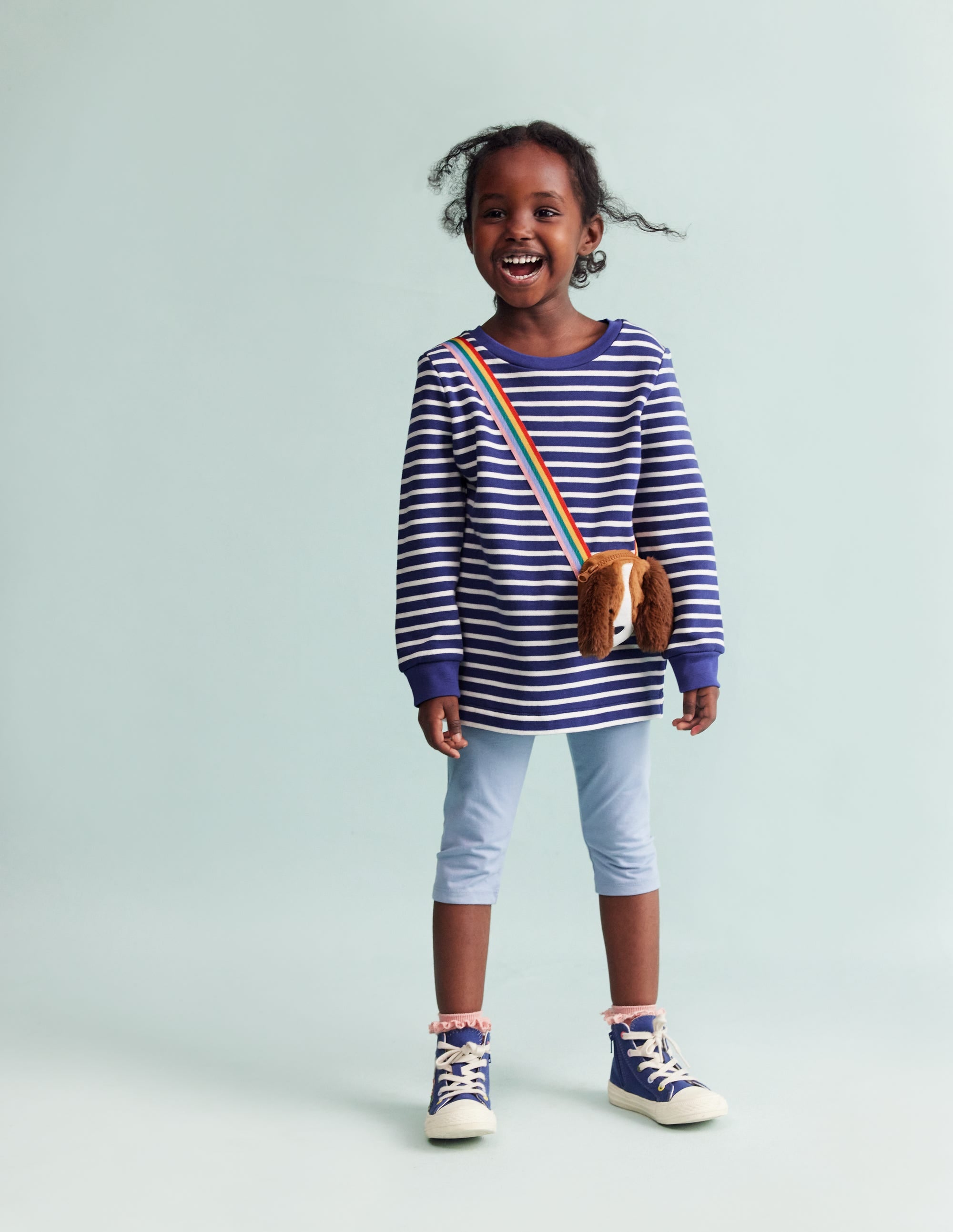 Appliqué Bag Tunic-Soft Starboard Blue/ Ivory Dog - Image 1