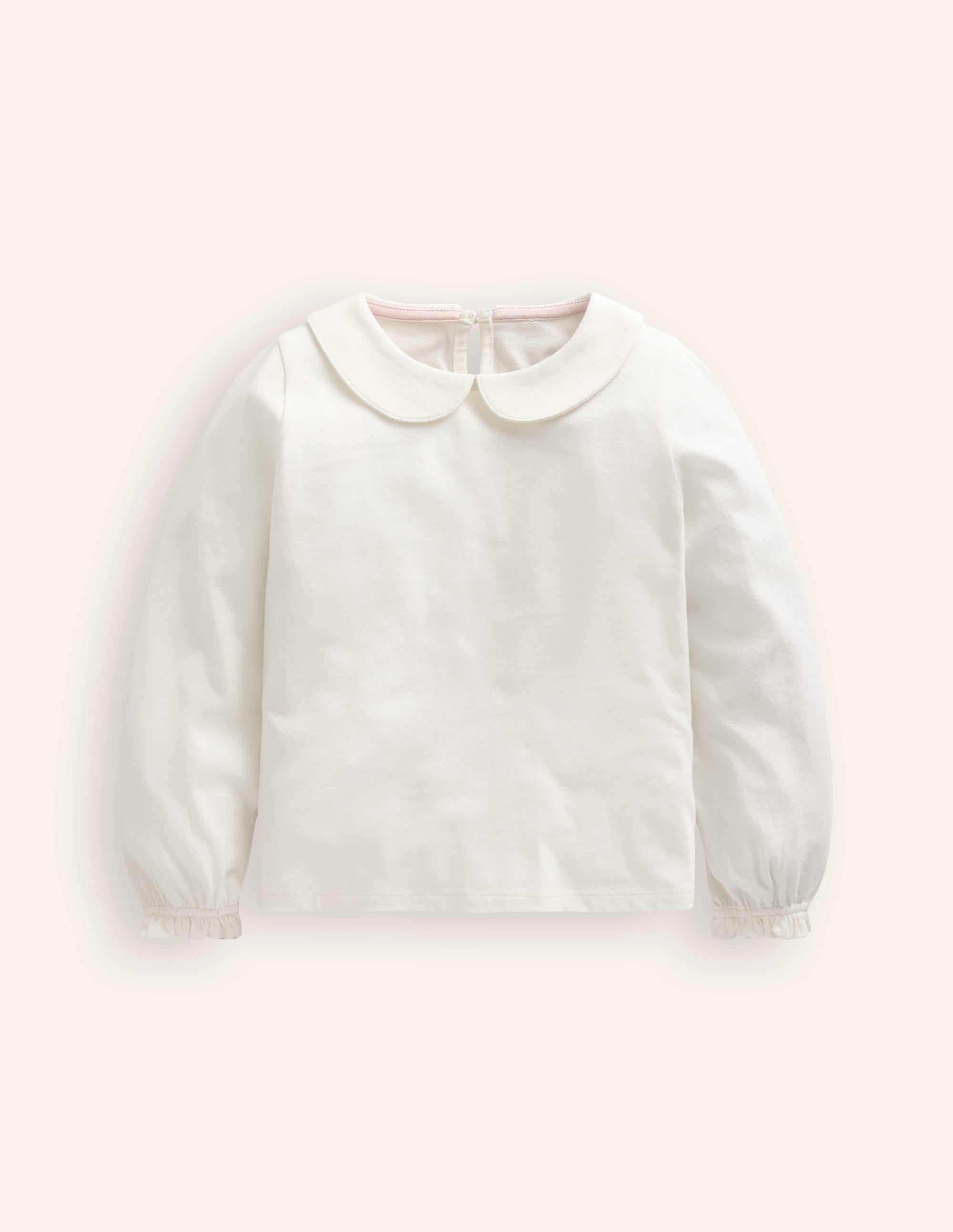 Collared Jersey Top-Ivory - Image 1