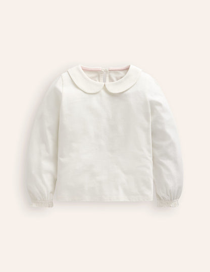 Collared Jersey Top-Ivory-1