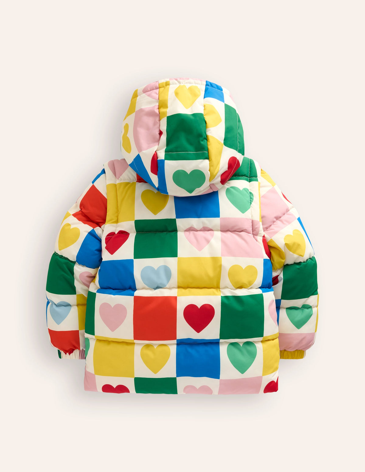 2-in-1 Padded Coat-Multi Chequerboard Hearts - Image 2