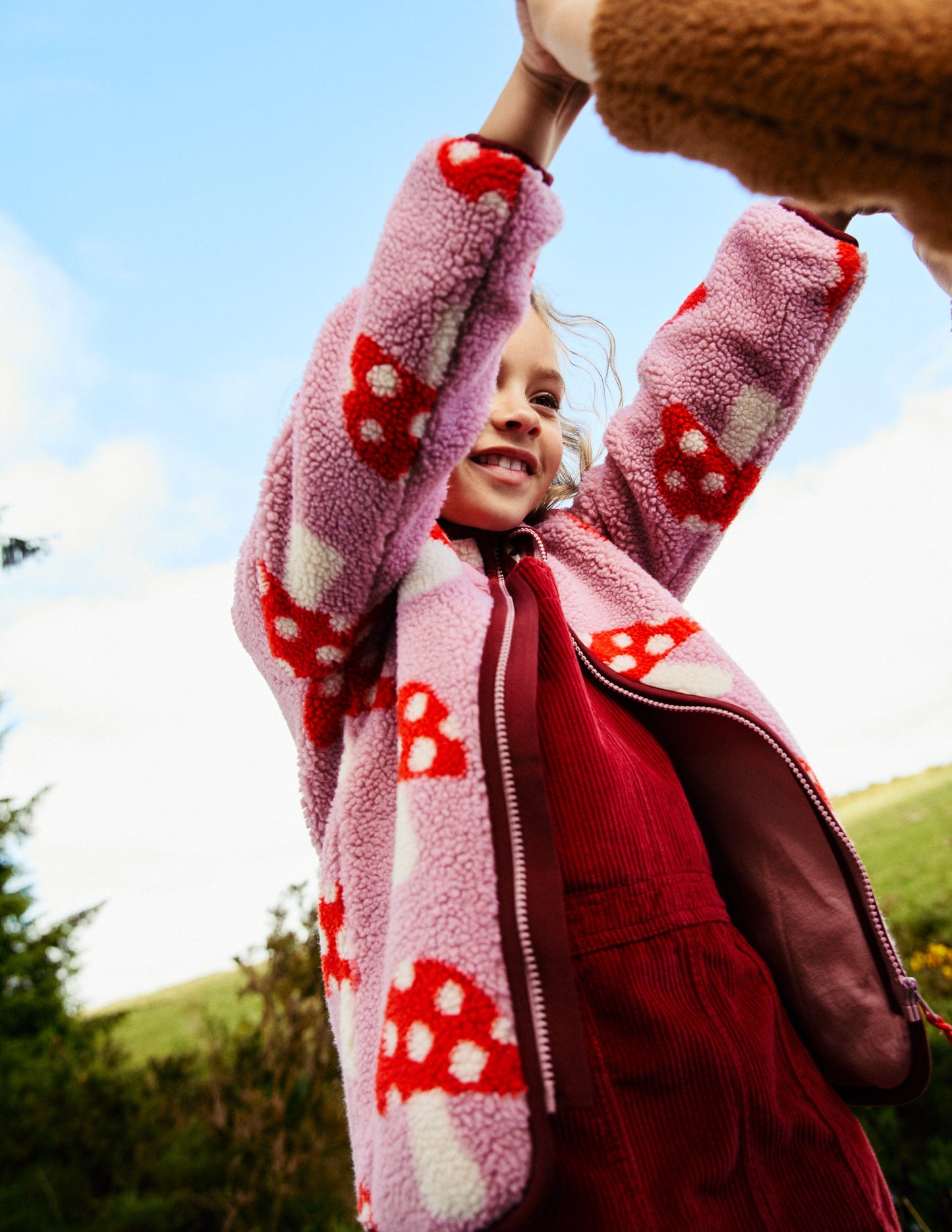 Eden Borg Zip-through Jacket-Vintage Pink Large Toadstools
