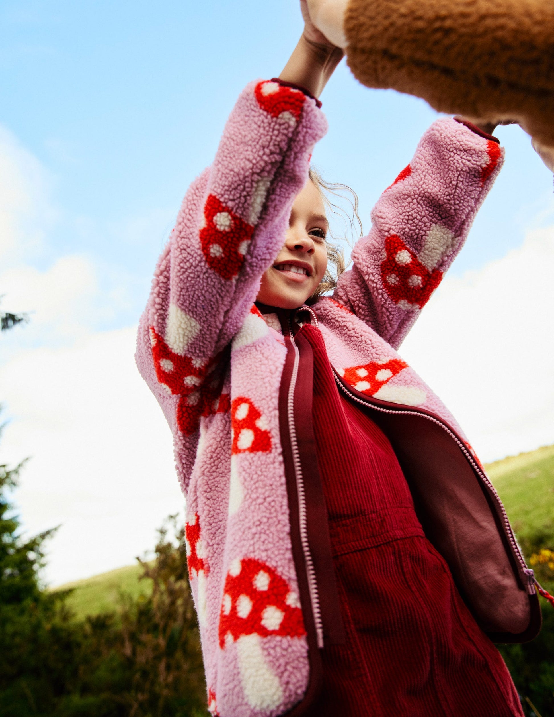 Eden Borg Zip-through Jacket-Vintage Pink Large Toadstools-4