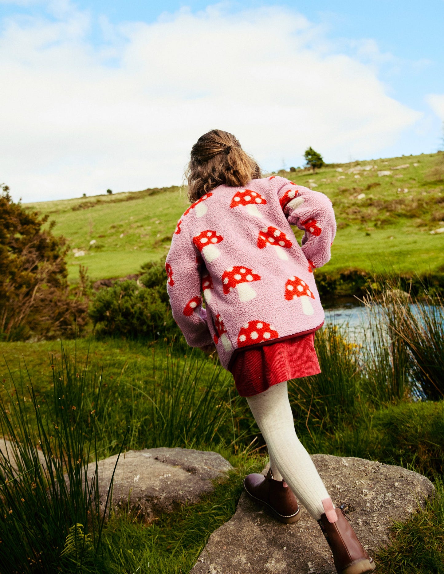 Eden Borg Zip-through Jacket-Vintage Pink Large Toadstools