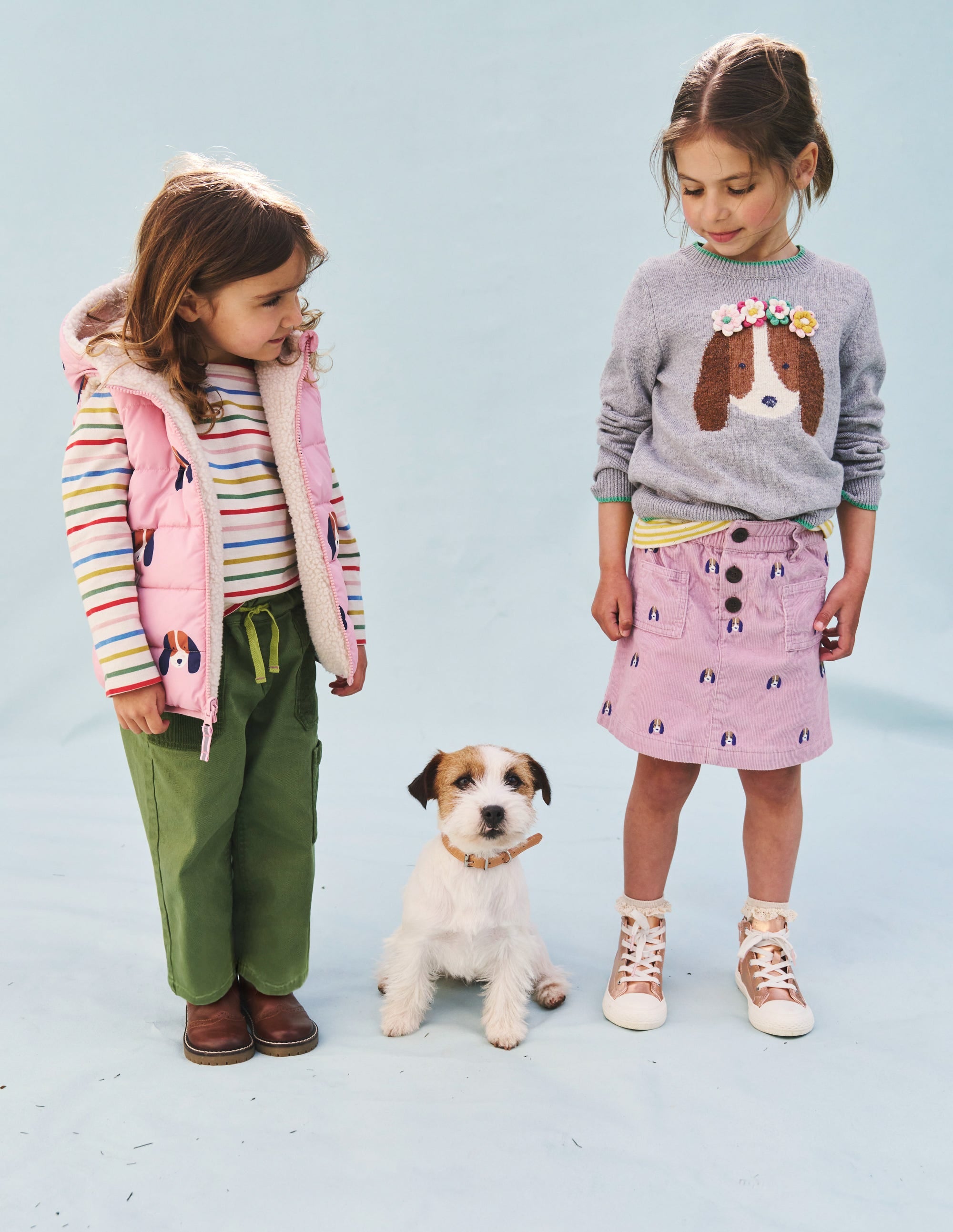 Borg Mix Reversible Gilet-Vintage Pink Pups - Image 8