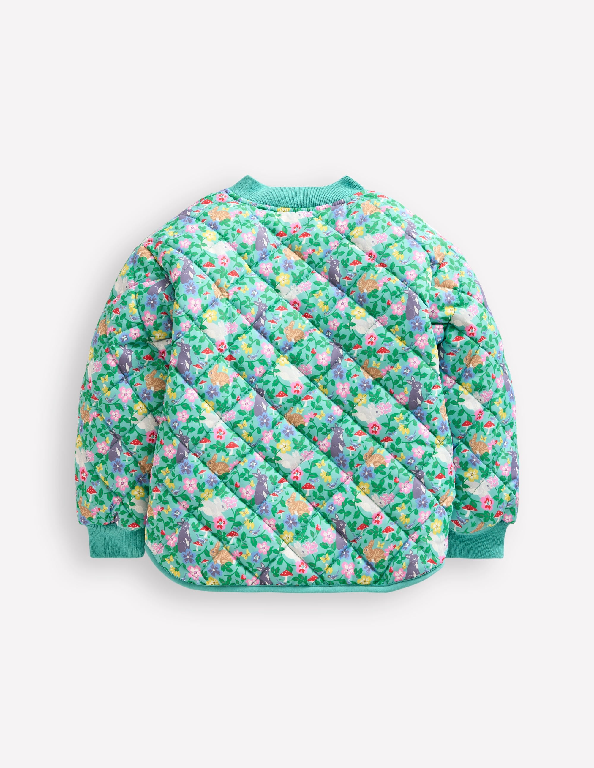 Fun Quilted Bomber Jacket-Brook Blue Bunny Field - Image 2