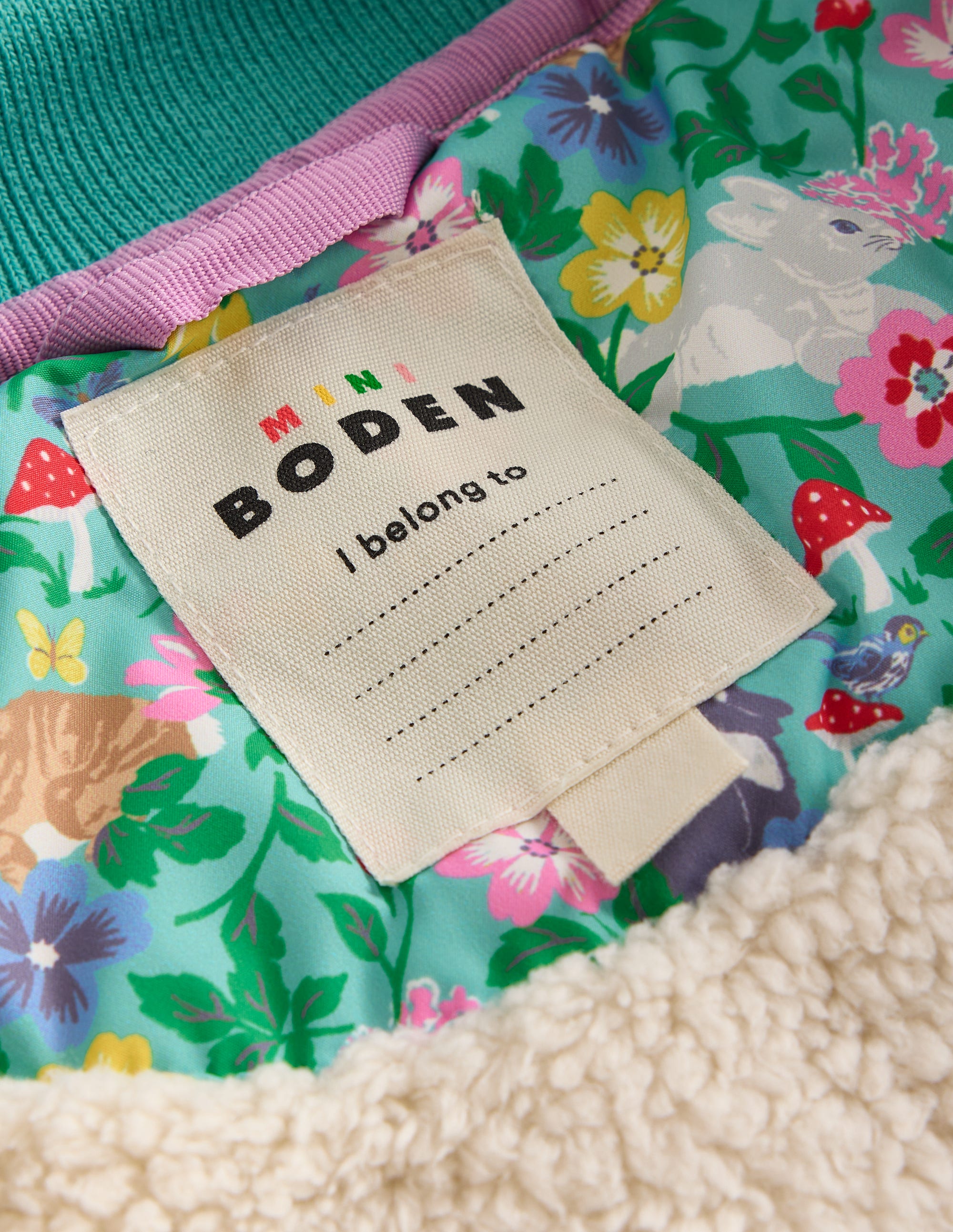 Fun Quilted Bomber Jacket-Brook Blue Bunny Field - Image 4