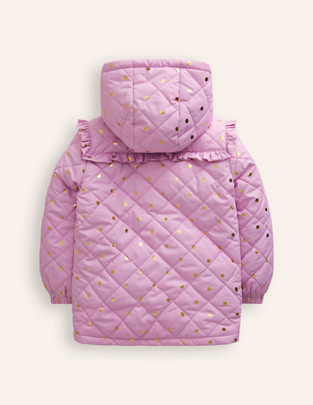 Pretty Quilted Coat-Soft Lavender Foil Spot