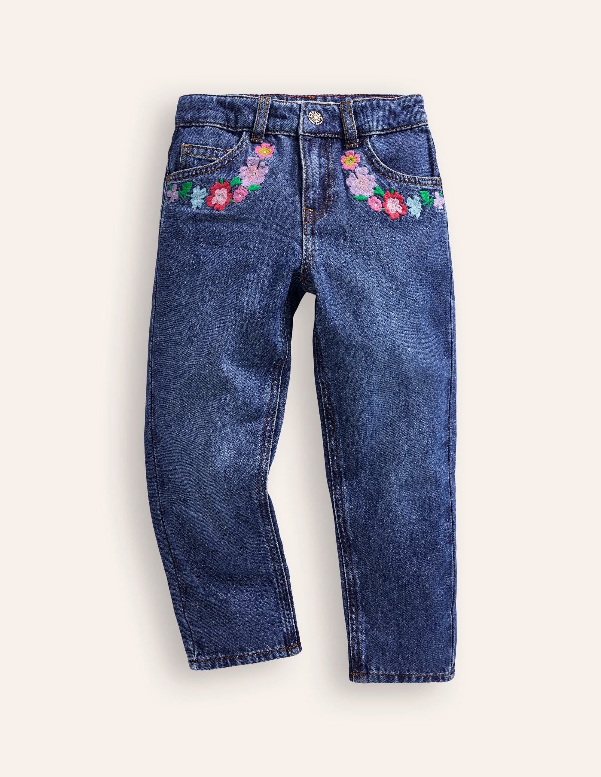 Relaxed Straight Jean-Mid Vintage Floral Embroidery - Image 1