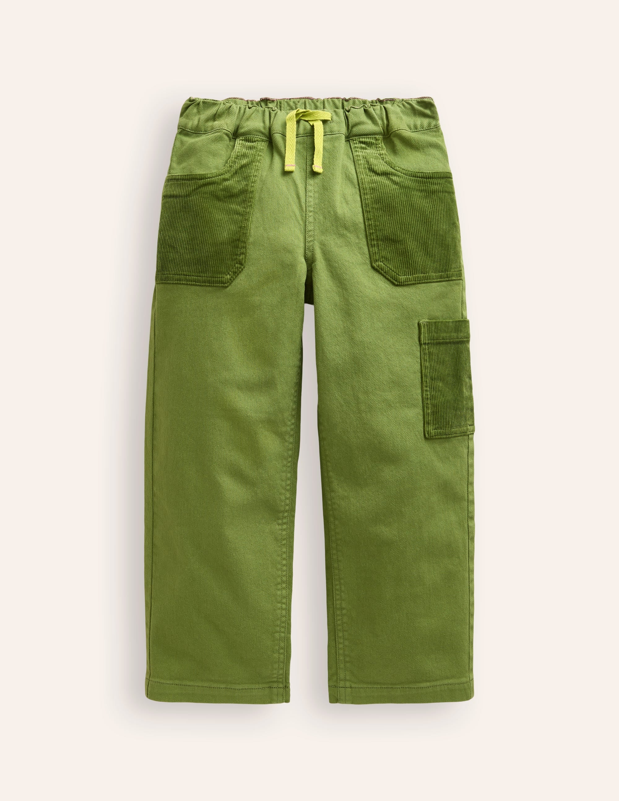 Cord Pocket Pull On Trousers-Kale Green - Image 1