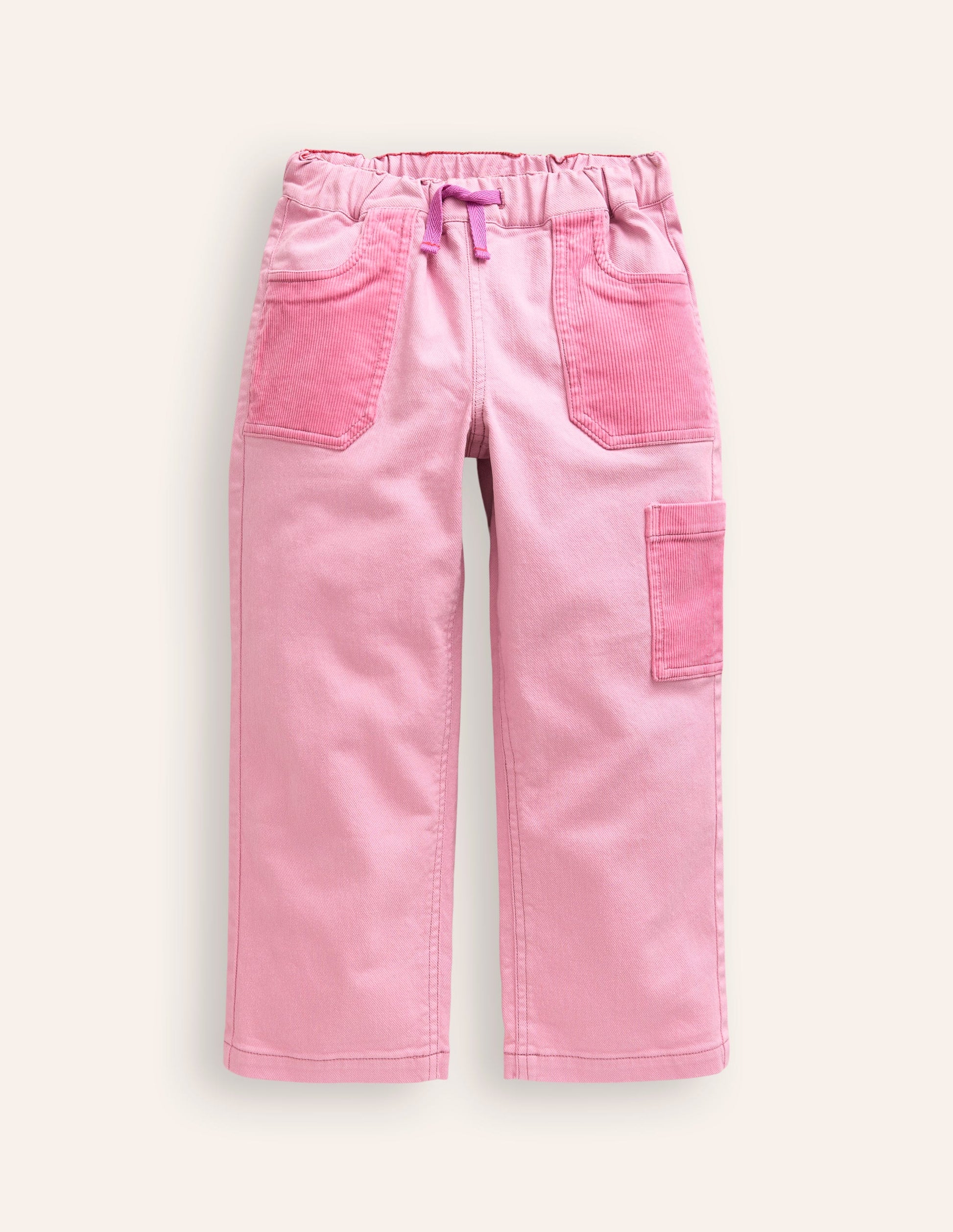 Cord Pocket Pull On Trousers-Mauve Mist Pink-1