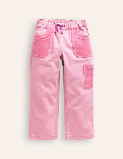 Cord Pocket Pull On Trousers-Mauve Mist Pink-1