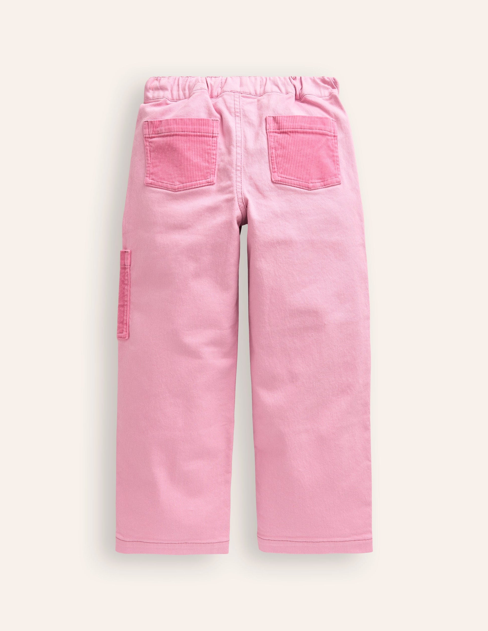 Cord Pocket Pull On Trousers-Mauve Mist Pink-2