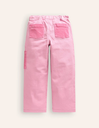 Cord Pocket Pull On Trousers-Mauve Mist Pink-2