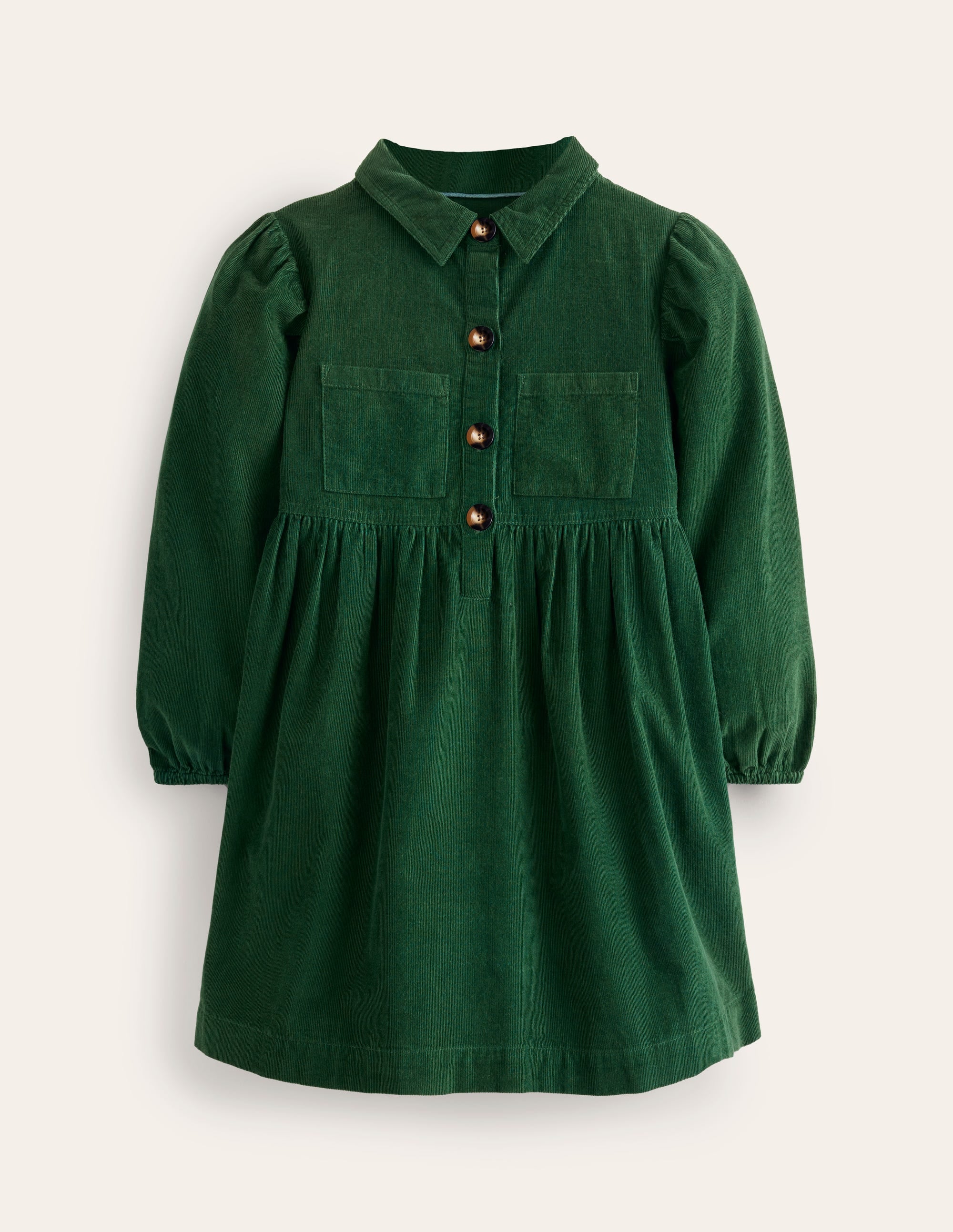 Puff Sleeve Shirt Dress-Pine Cord - Image 1