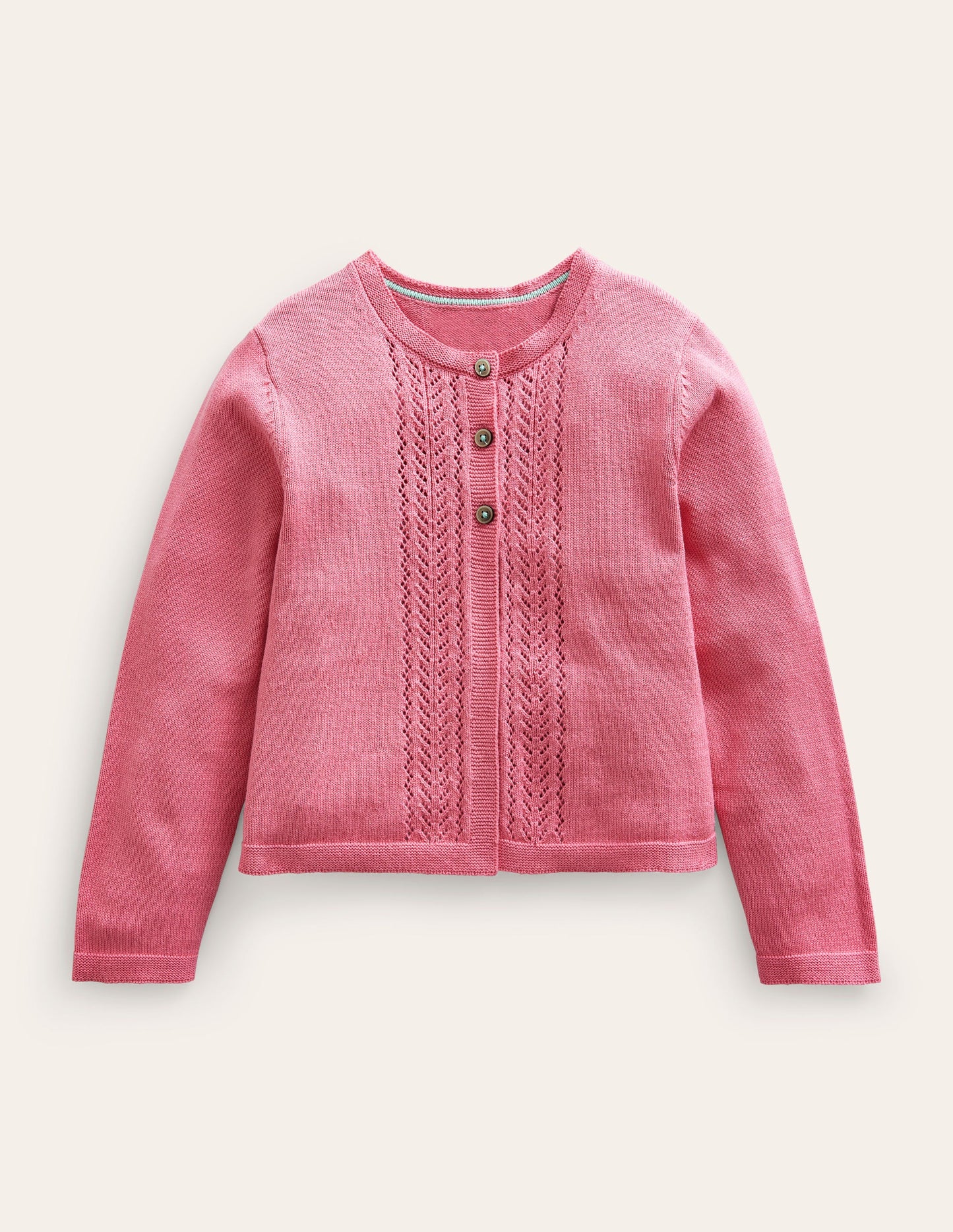 Pointelle Cotton Cardigan-Formica Pink