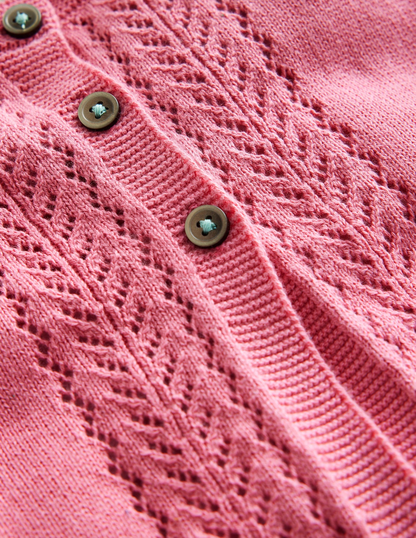 Pointelle Cotton Cardigan-Formica Pink