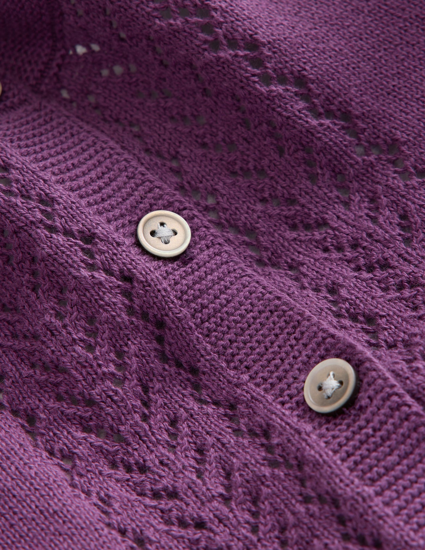 Pointelle Cotton Cardigan-Purple Berry Smoothie