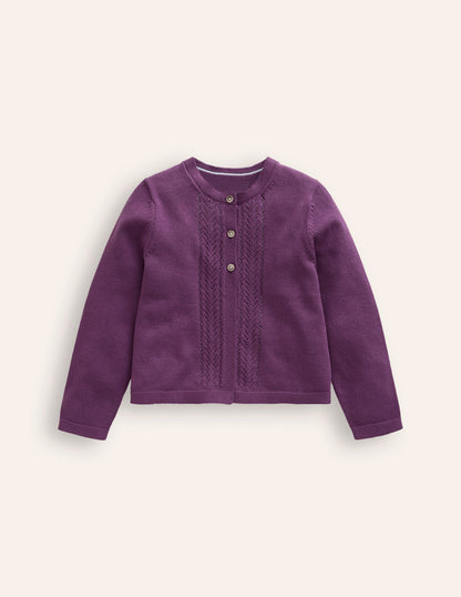 Pointelle Cotton Cardigan-Purple Berry Smoothie