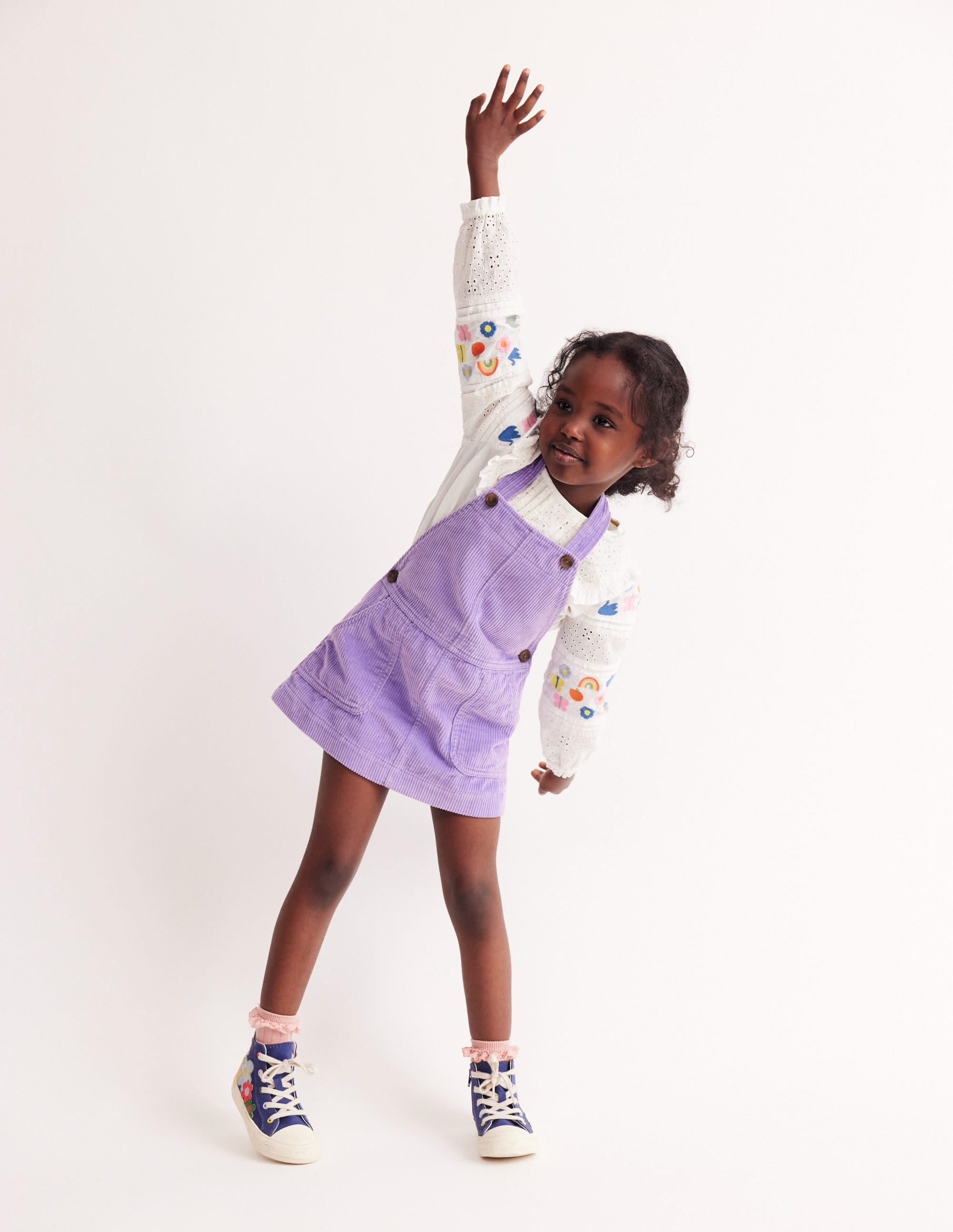 Dungaree Dress-Aster Purple Cord - Image 4