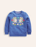 Appliqué Sweatshirt-Bluejay Blue Unicorn
