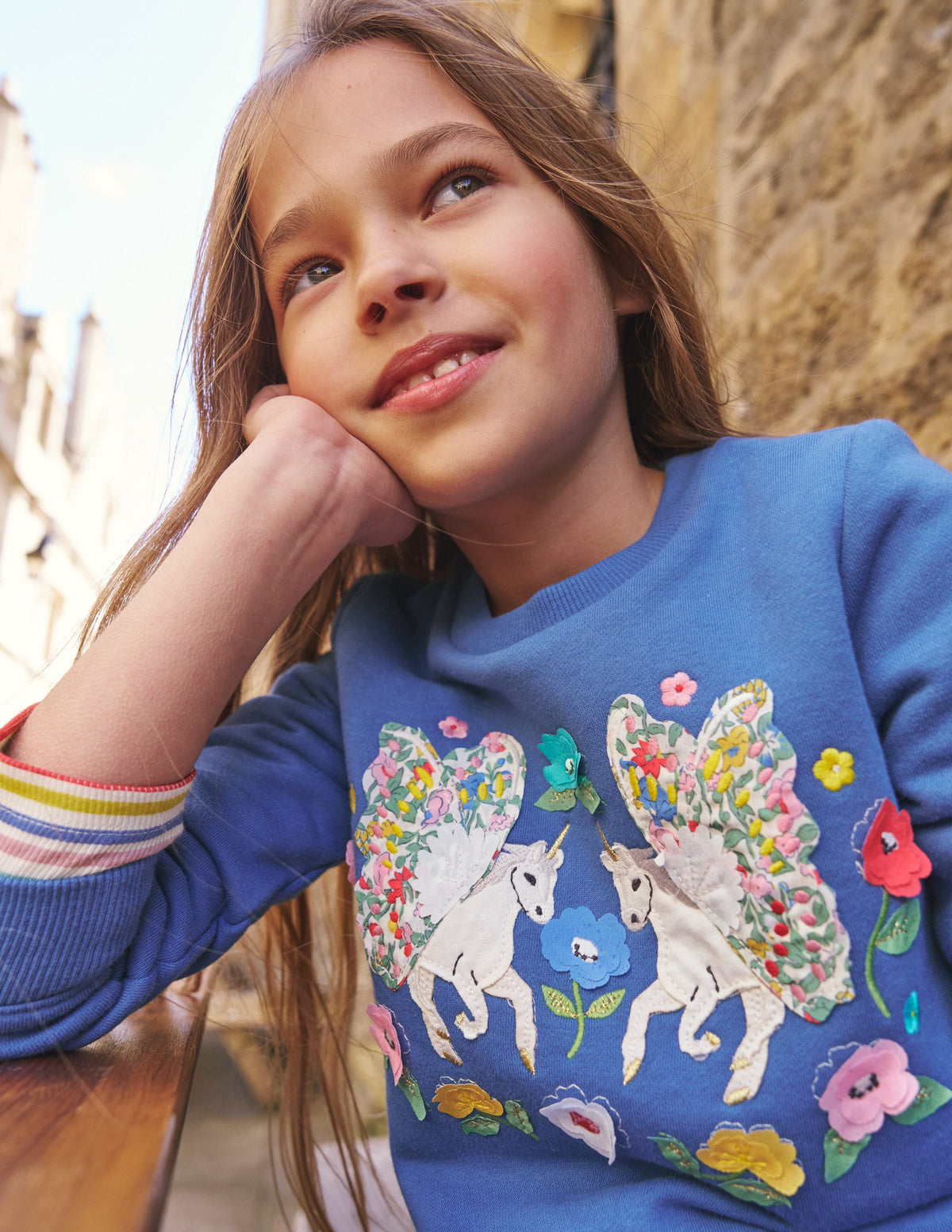 Appliqué Sweatshirt-Bluejay Blue Unicorn - Image 4