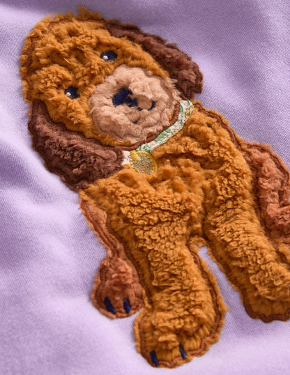 Appliqué Sweatshirt-Misty Lavender Dog-5