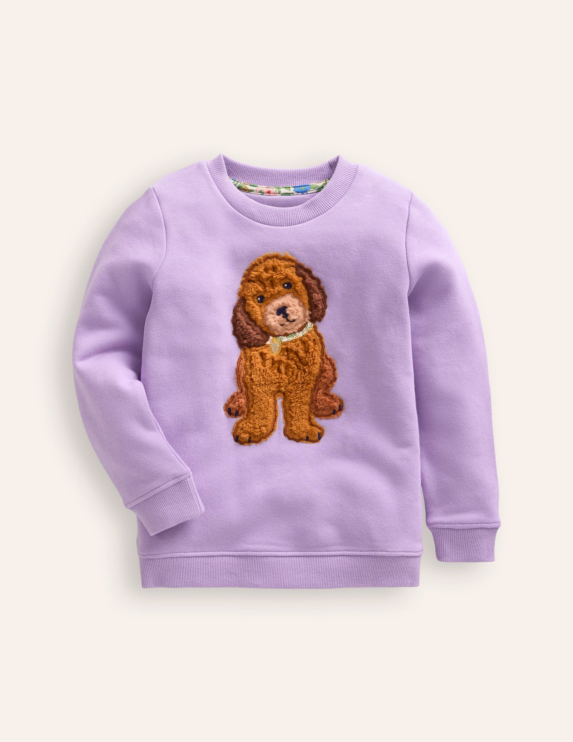 Appliqué Sweatshirt-Misty Lavender Dog-3