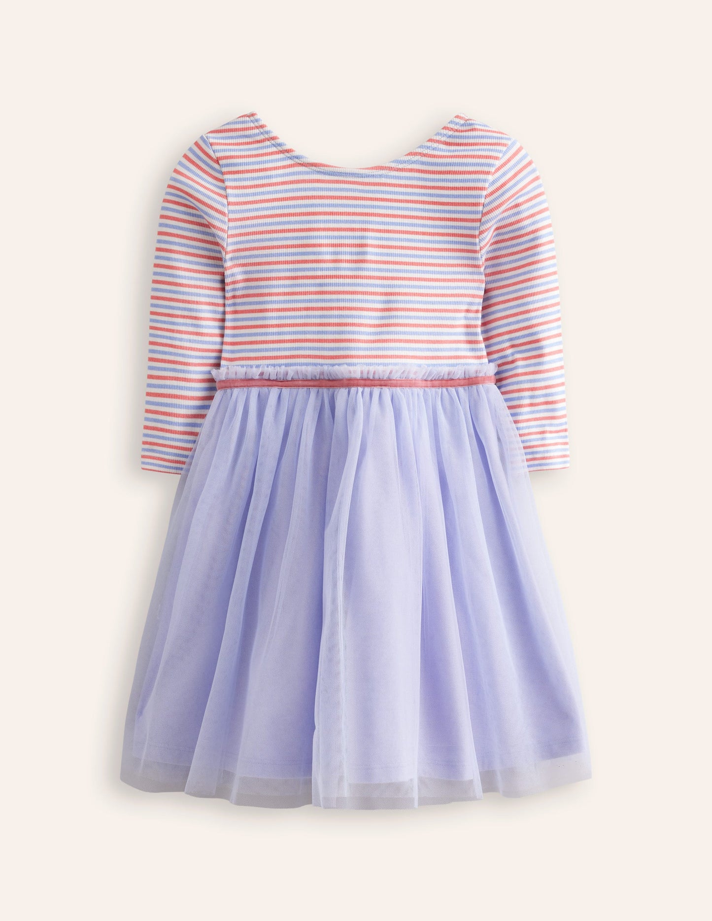 Rib Jersey Tulle Dress-Etoile Blue Multi