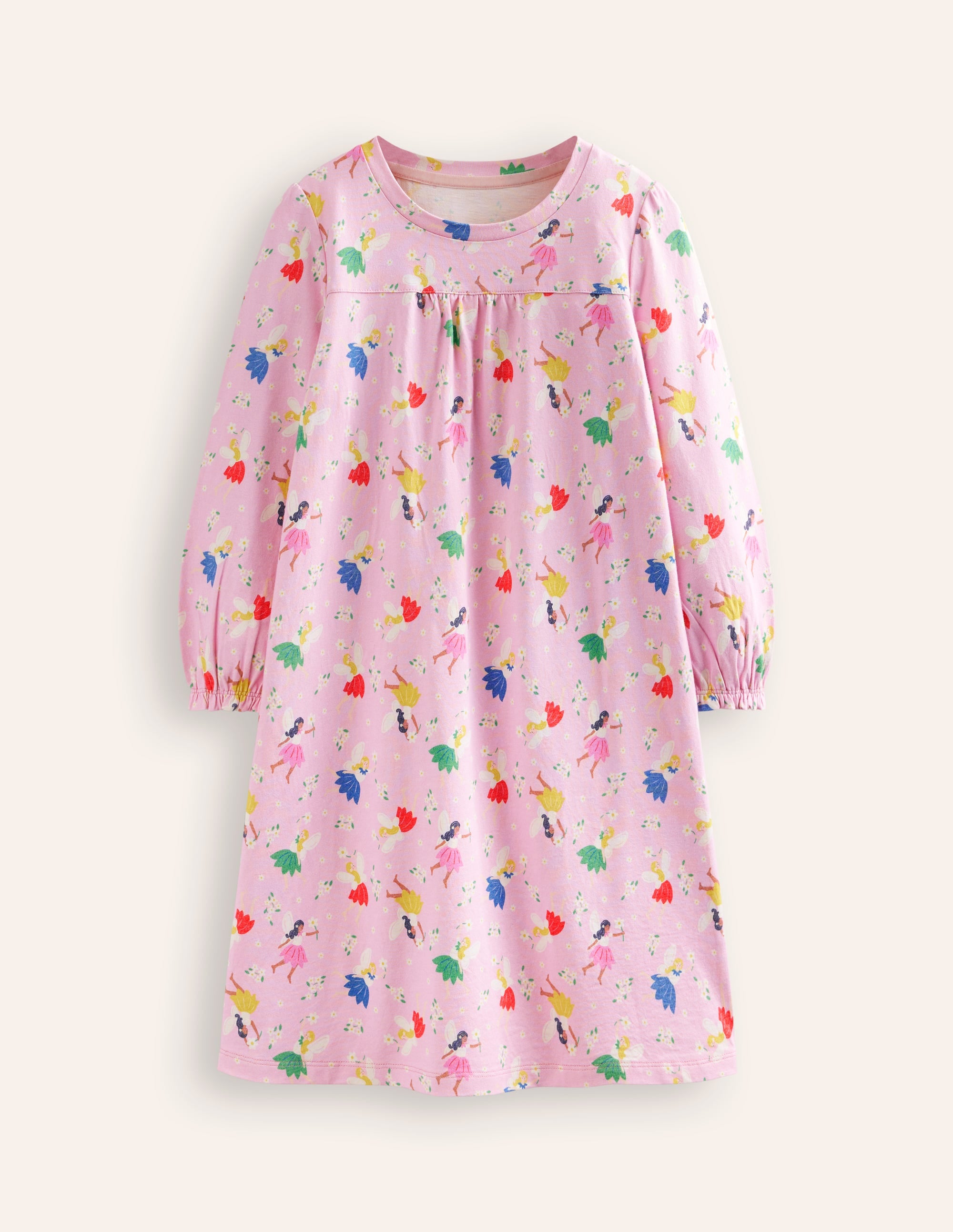 Printed Long-sleeved Nightie-Boto Pink Fairies - Image 1