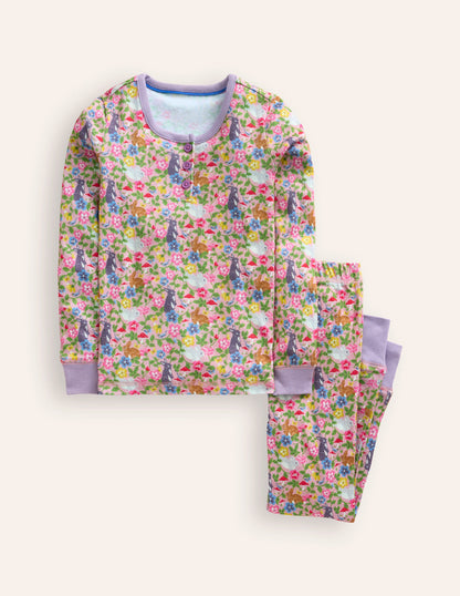 Snug Henley Pyjamas-Vintage Pink Bunny Field