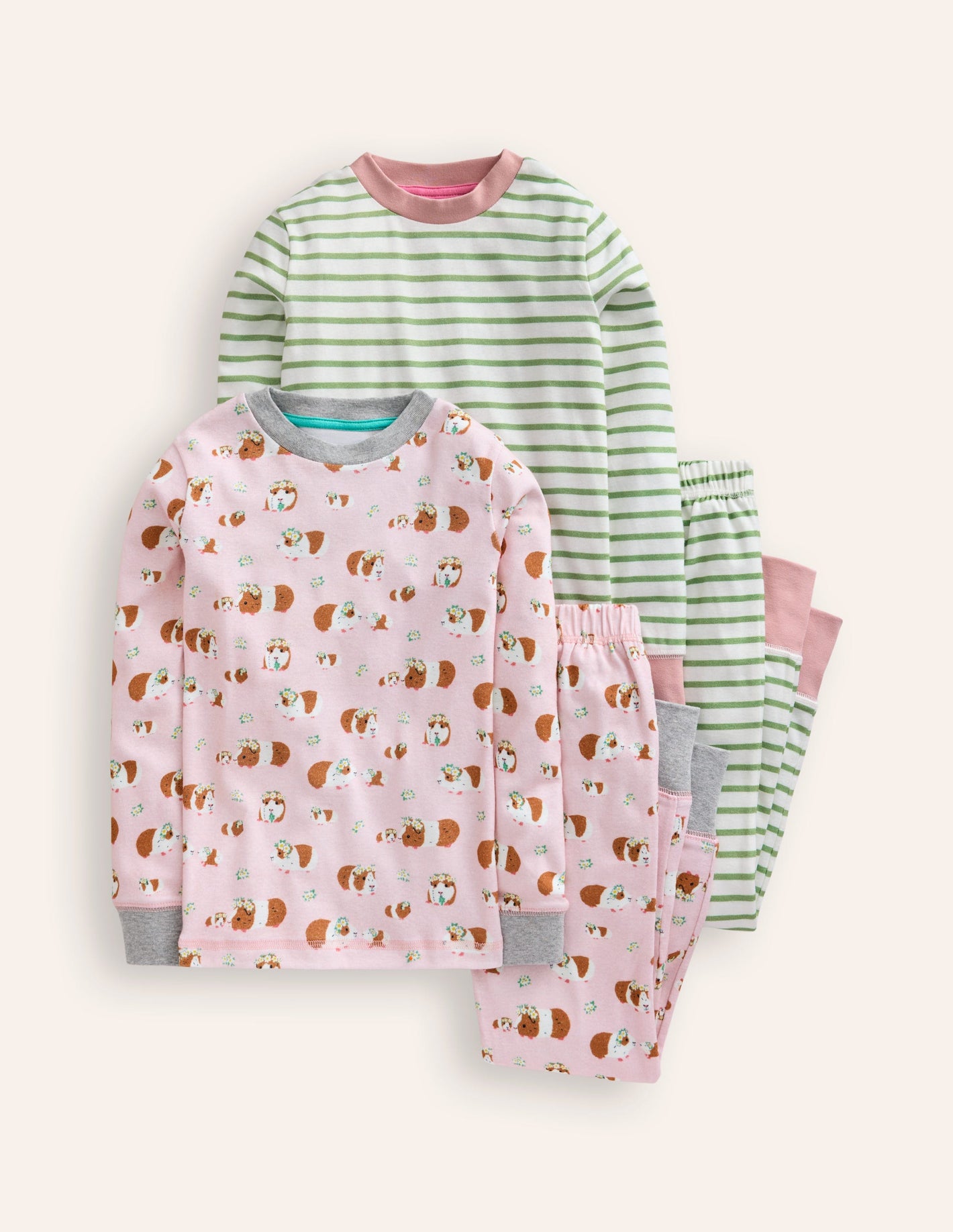 Twin Pack Snug Pyjamas-Ballet Pink Guinea Pigs