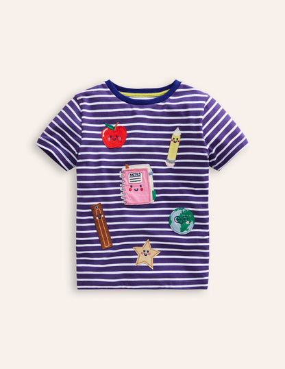 Appliqué T-Shirt-Sapphire/ Ivory Stationary-2