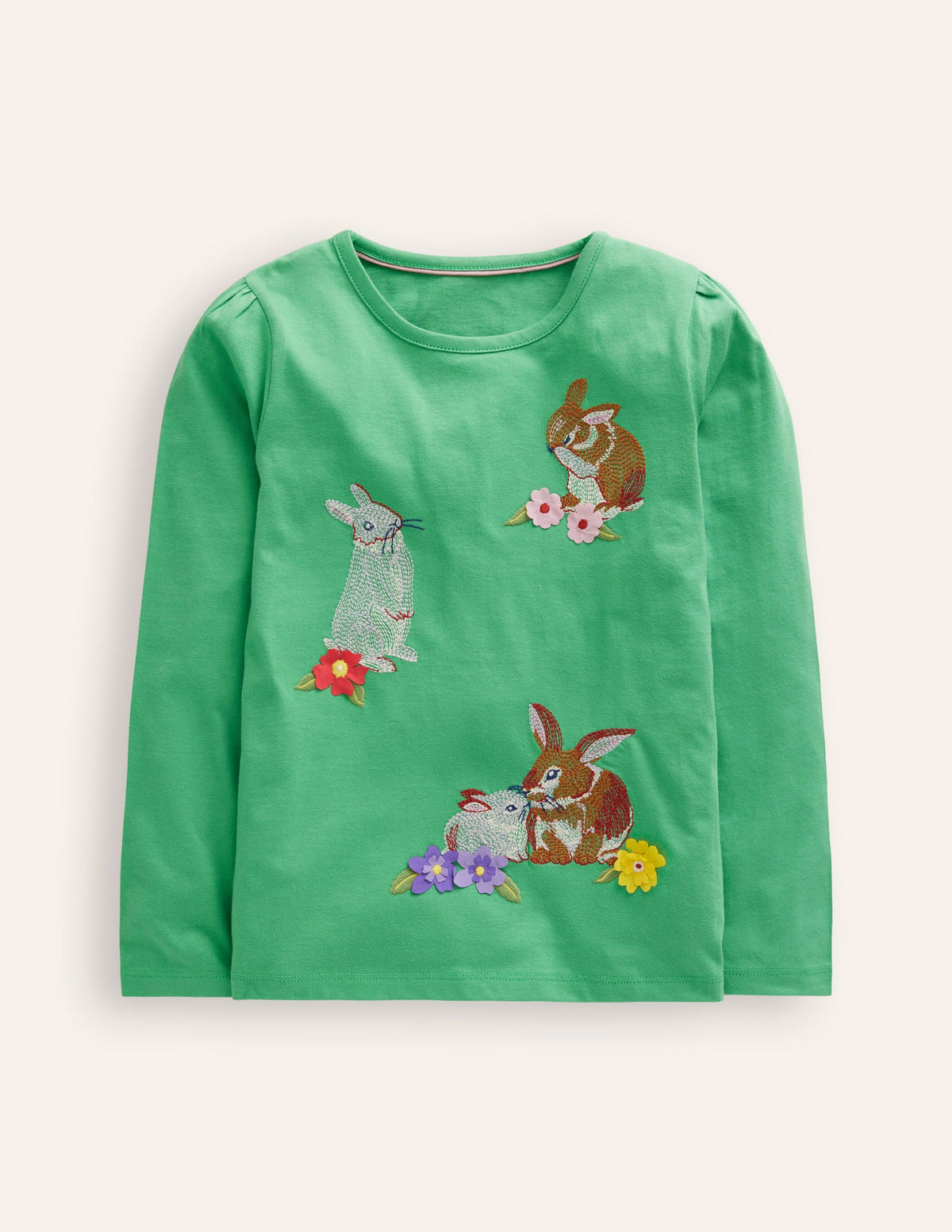 Superstitch Puff Sleeve Top-Jade Bunnies - Image 1