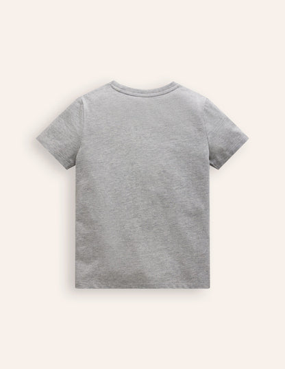Appliqué Motif T-shirt-Grey Marl-6