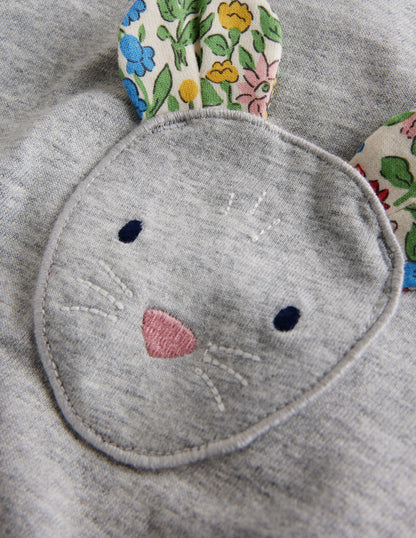Appliqué Motif T-shirt-Grey Marl-7