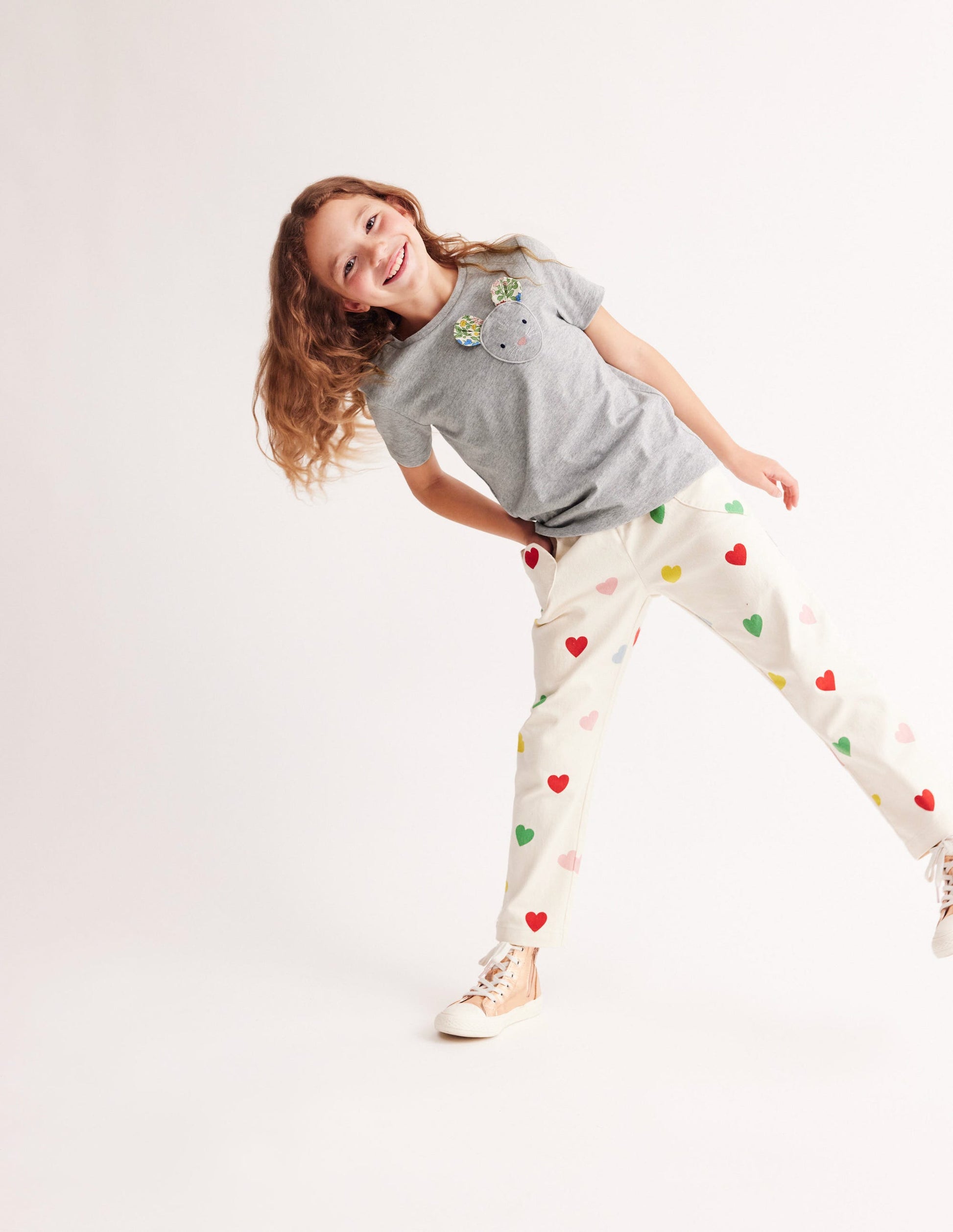 Appliqué Motif T-shirt-Grey Marl-1