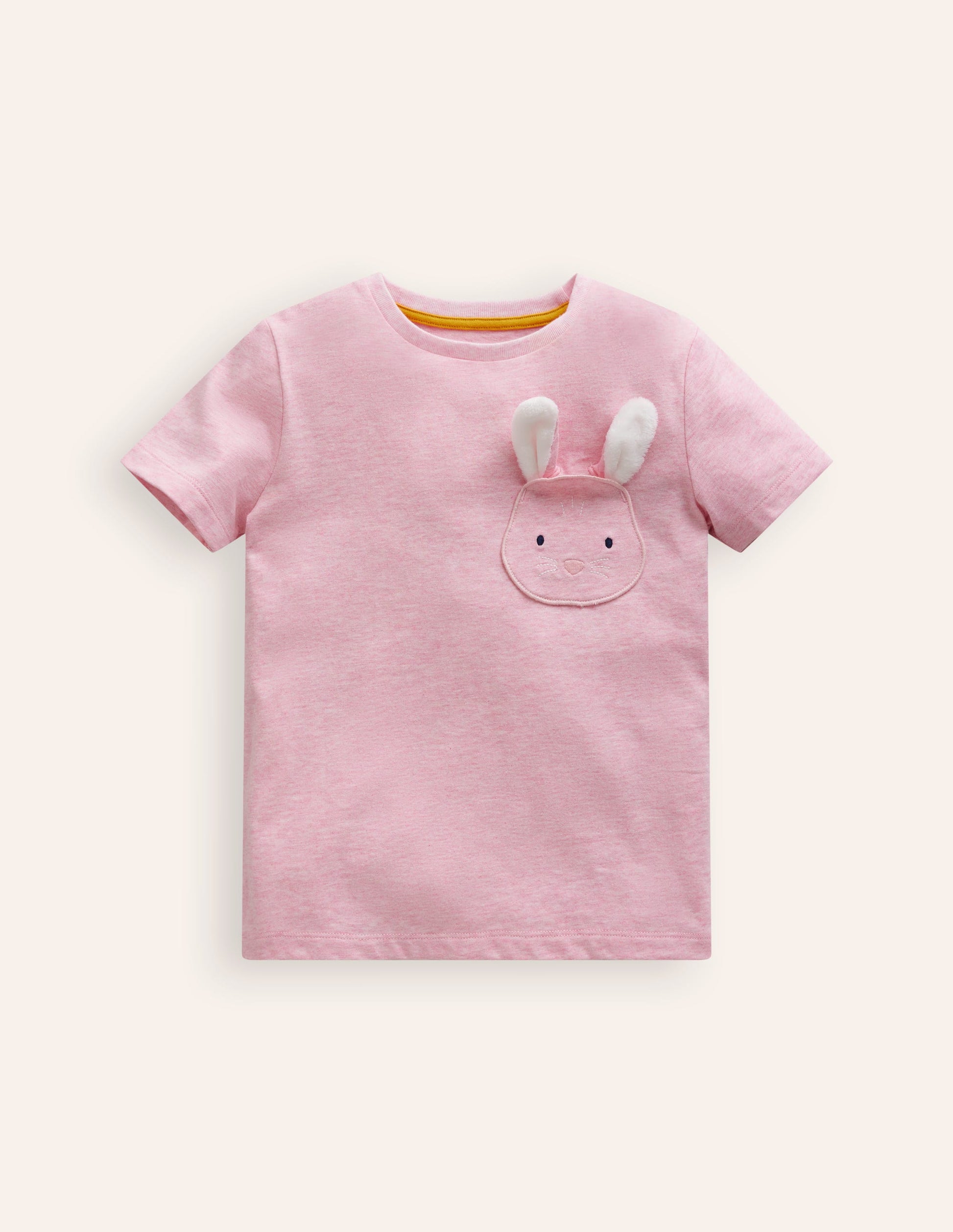 Appliqué Motif T-shirt-Pink Marl-1