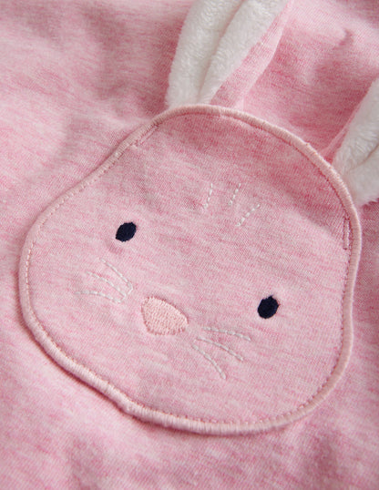 Appliqué Motif T-shirt-Pink Marl-3