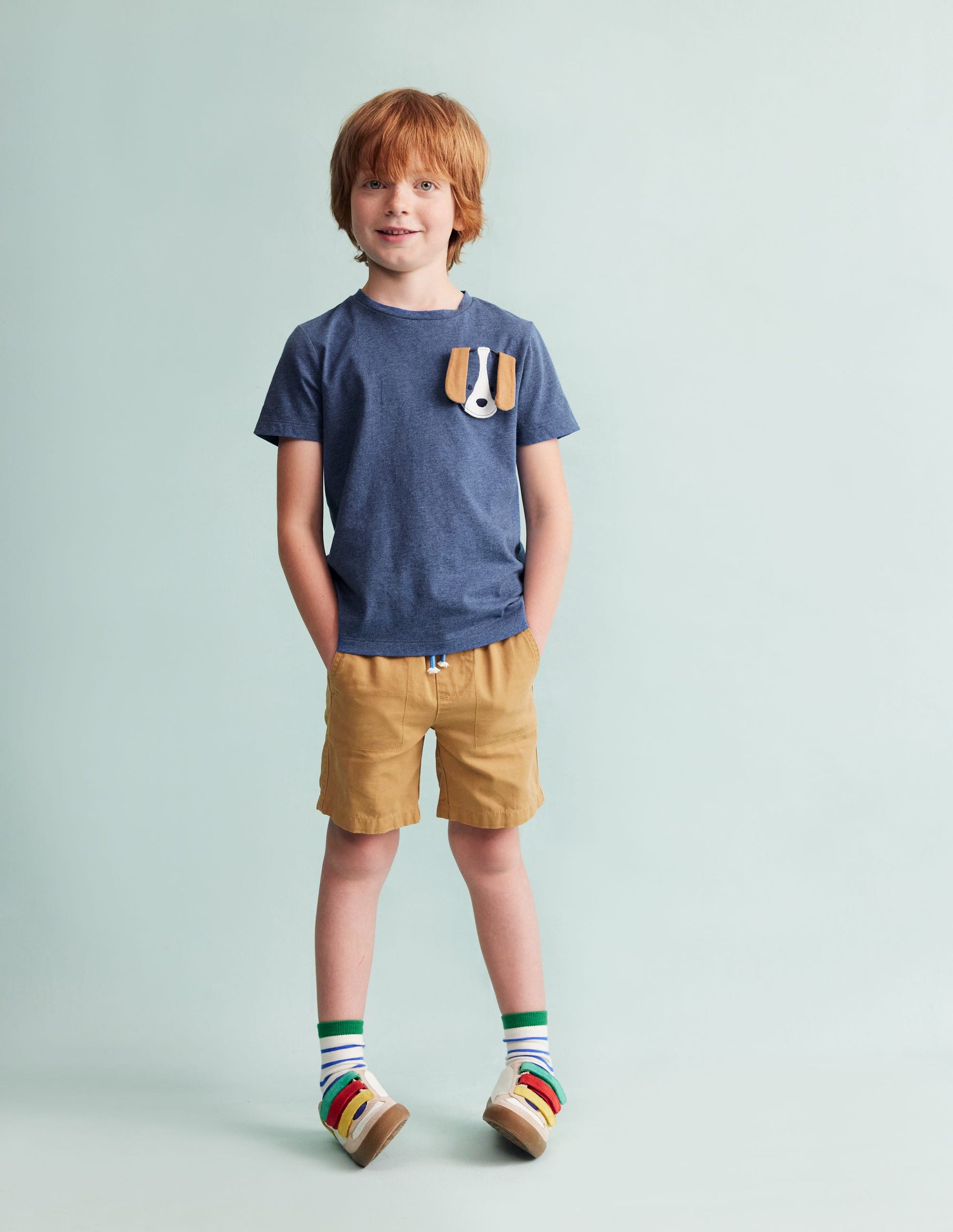 Appliqué Motif T-shirt-Starboard Blue Marl-3