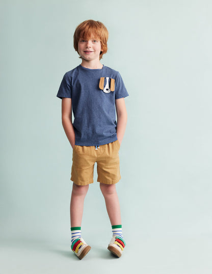 Appliqué Motif T-shirt-Starboard Blue Marl-3