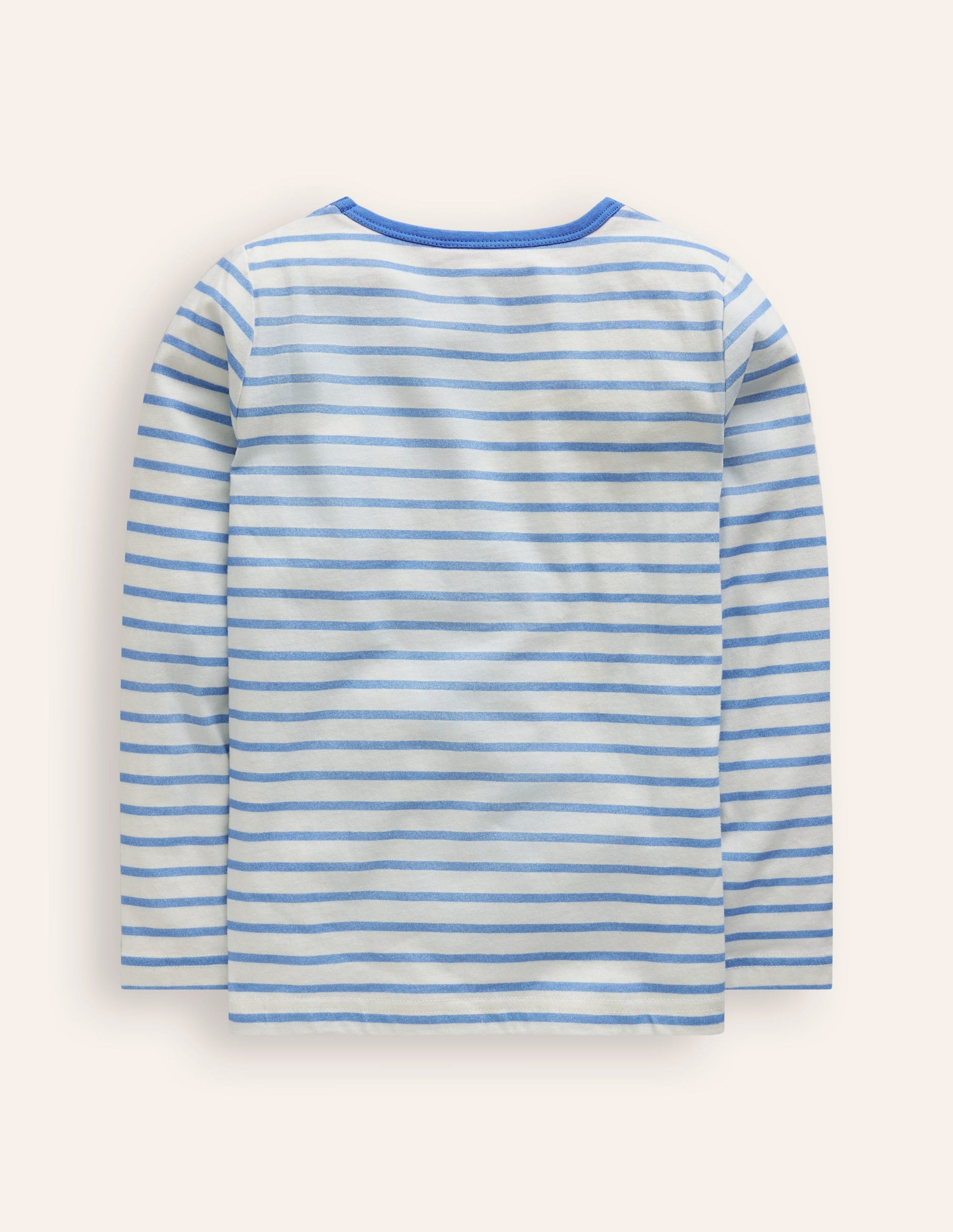 Appliqué Pocket T-Shirt-Arctic Blue/ Ivory Strawberry-2