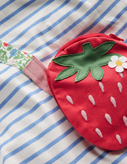 Appliqué Pocket T-Shirt-Arctic Blue/ Ivory Strawberry-3