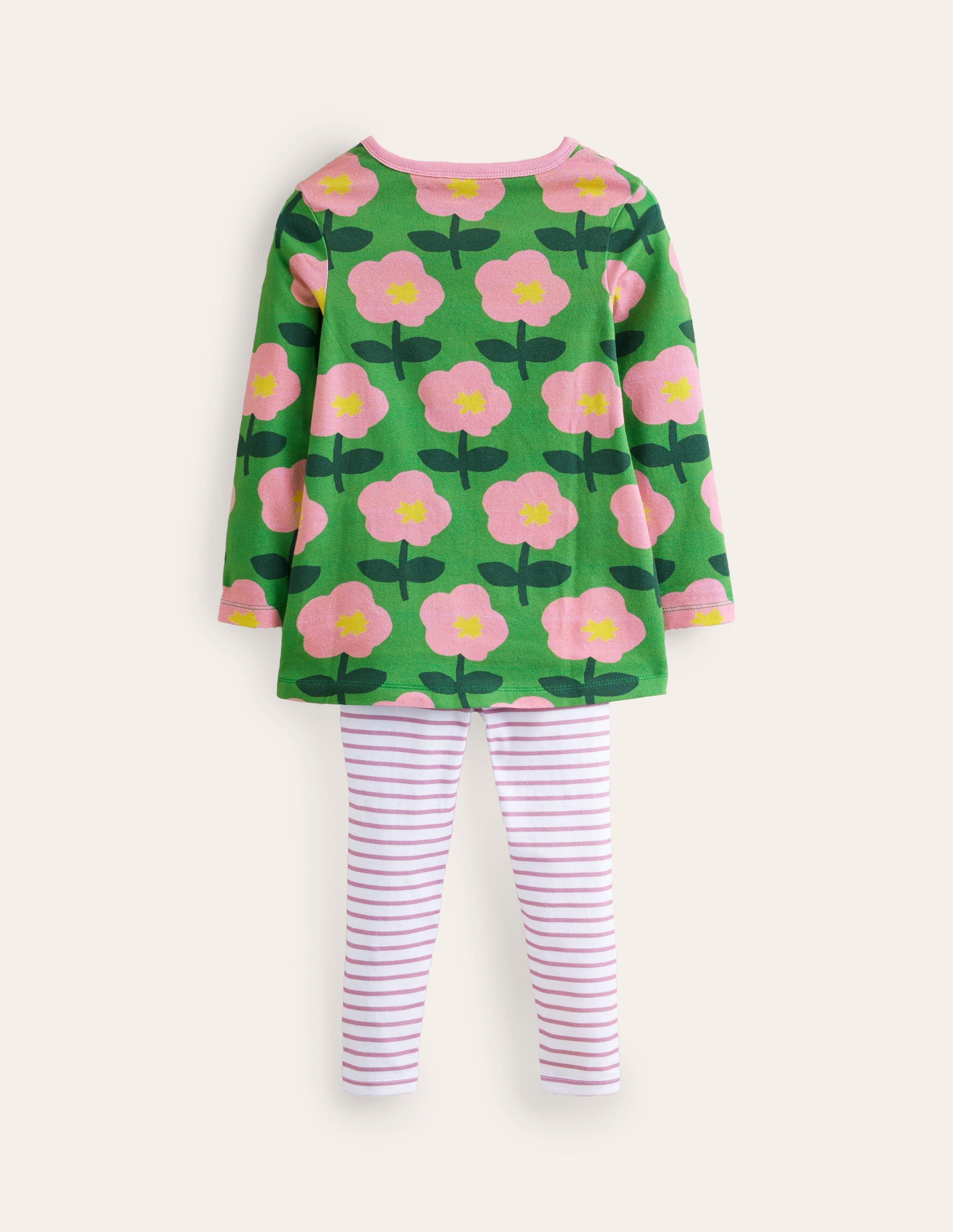Print Tunic and Leggings Set-Rich Emerald Cut Out Flower - Image 2
