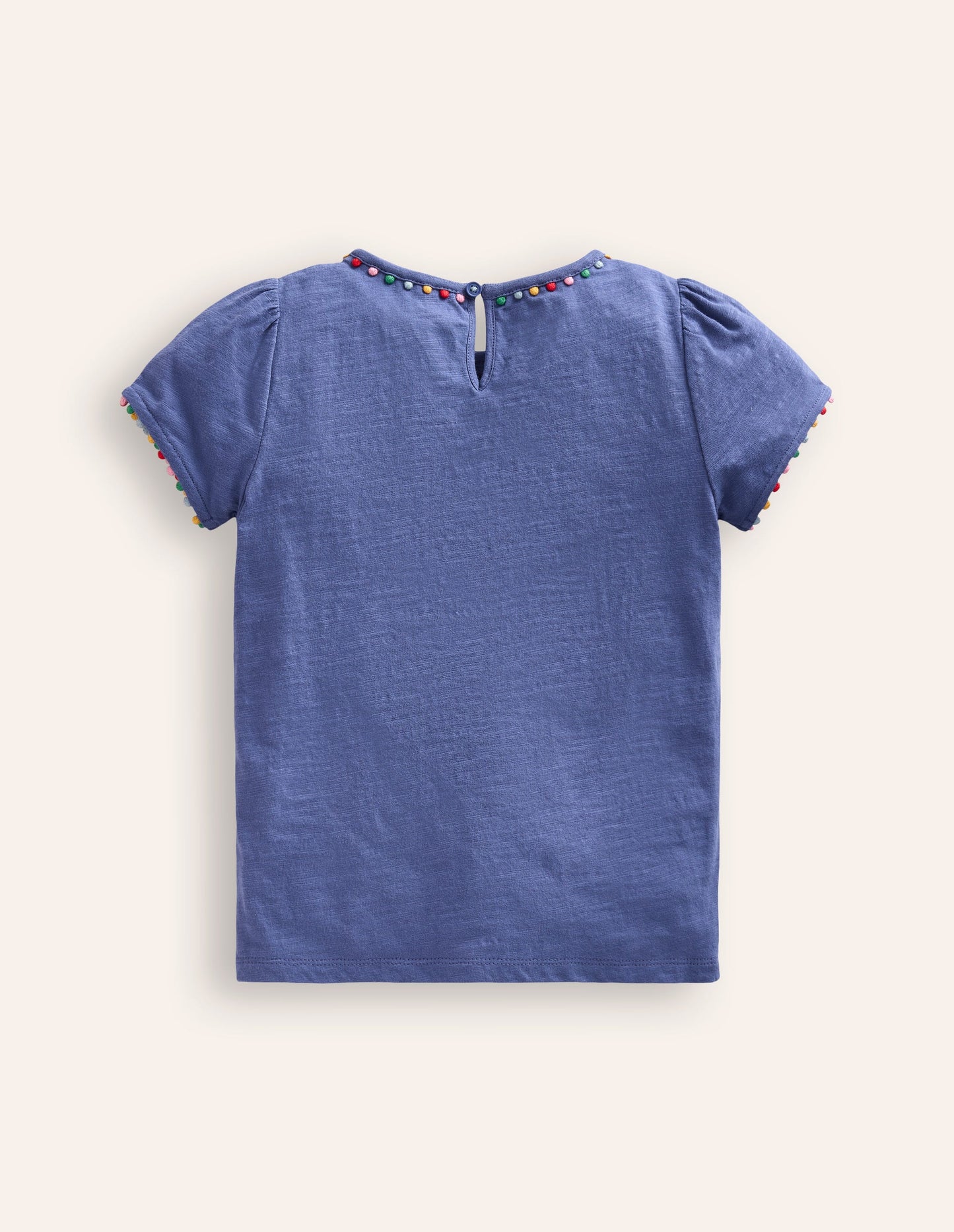 Ali Puff Sleeve Pom T-Shirt-Soft Starboard Blue