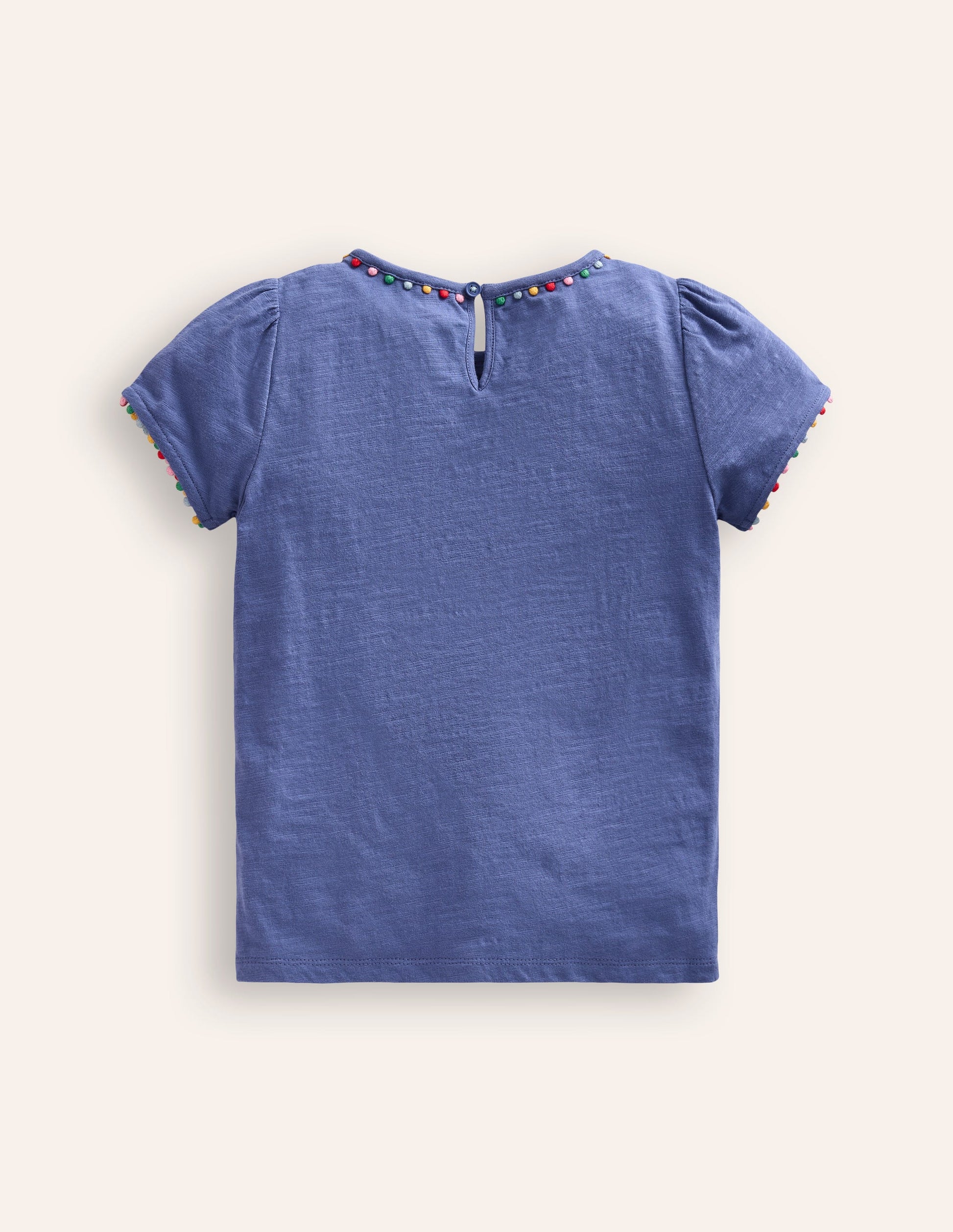 Ali Puff Sleeve Pom T-Shirt-Soft Starboard Blue-2