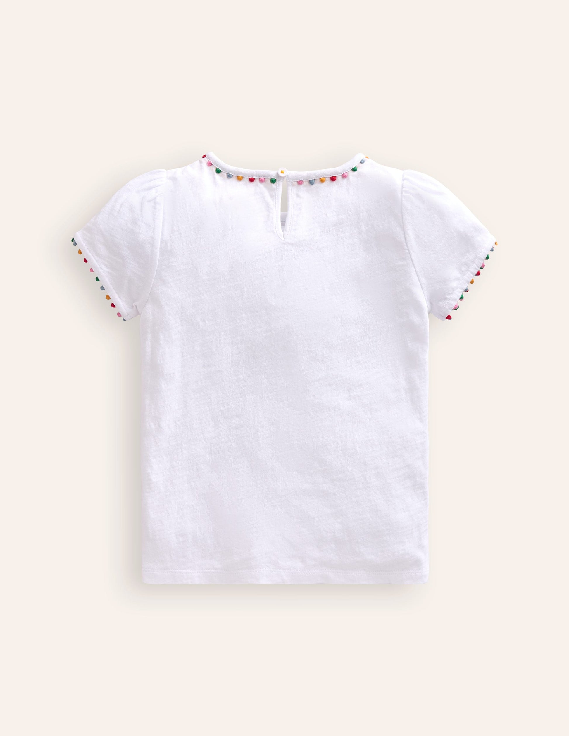 Ali Puff Sleeve Pom T-Shirt-White-2